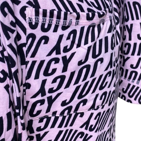 Juicy Couture Spell-Out Bathrobe-XL- Luxe Short Tie Jersey Knit Pink Spa Y2K 90s - Picture 4 of 12